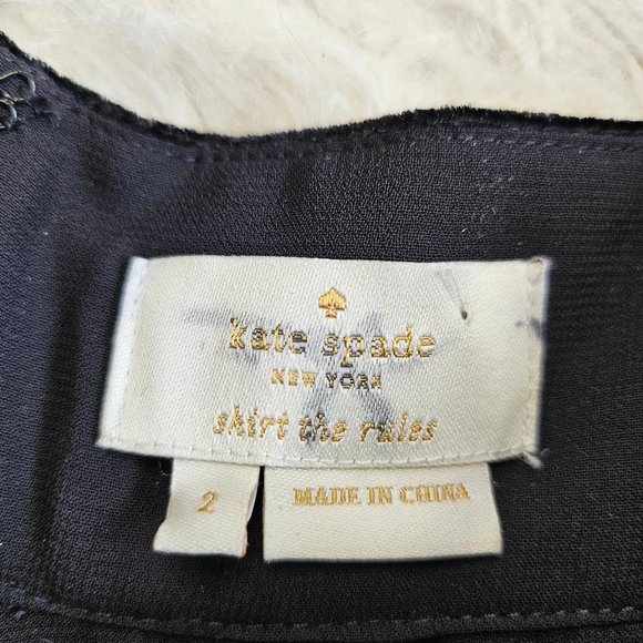Kate Spade Women's Black Silk Blend Velvet Ruffle Front Wrap Skirt Size: 2 - Picture 6 of 8